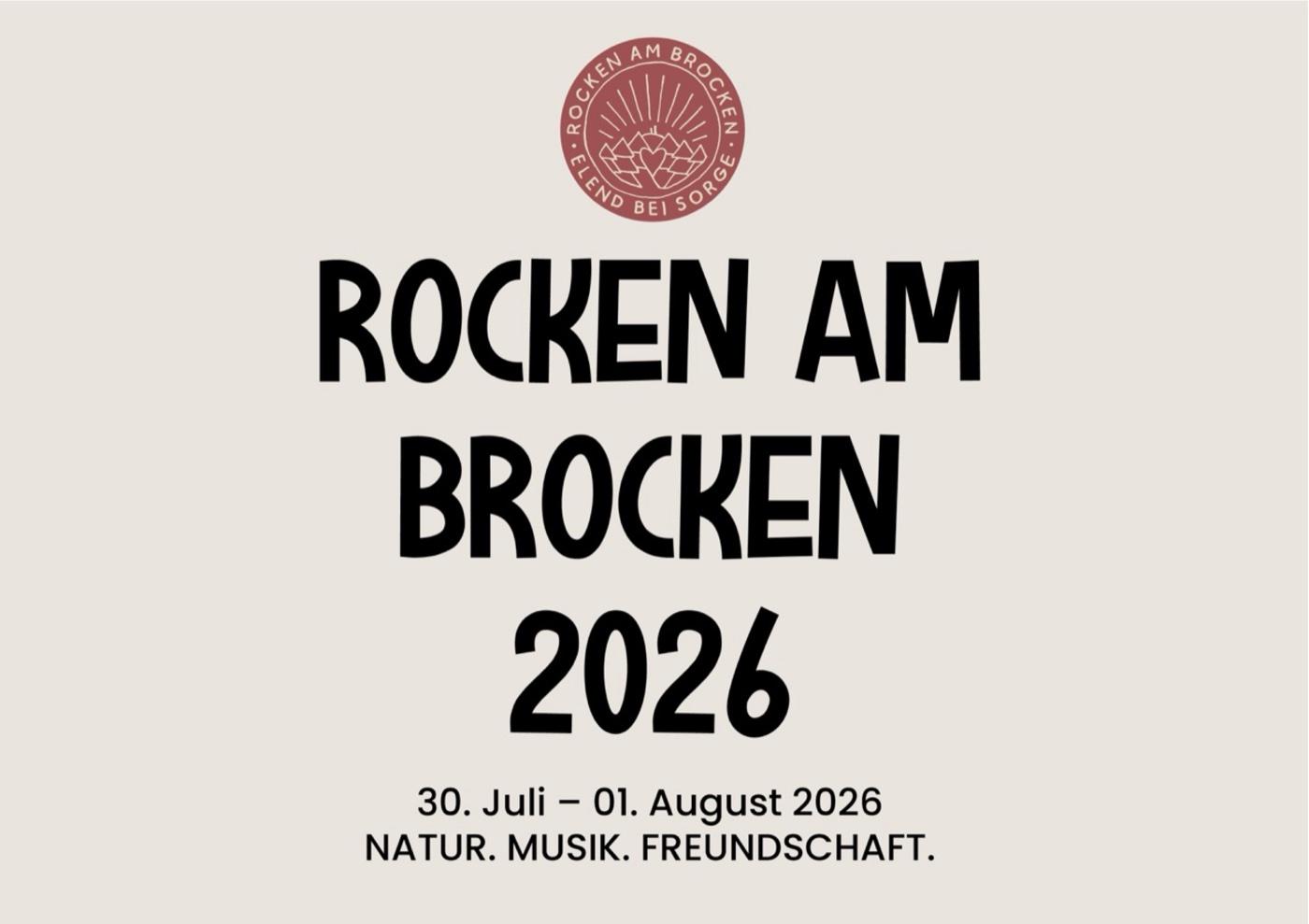 Titelseite des Programmhefts – Rocken am Brocken 2026, 30. Juli bis 01. August 2026
